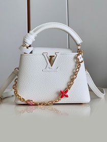 Louis vuitton original calfskin capucines mini handbag M22375 white