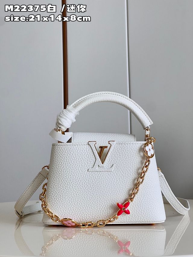 Louis vuitton original calfskin capucines mini handbag M22375 white