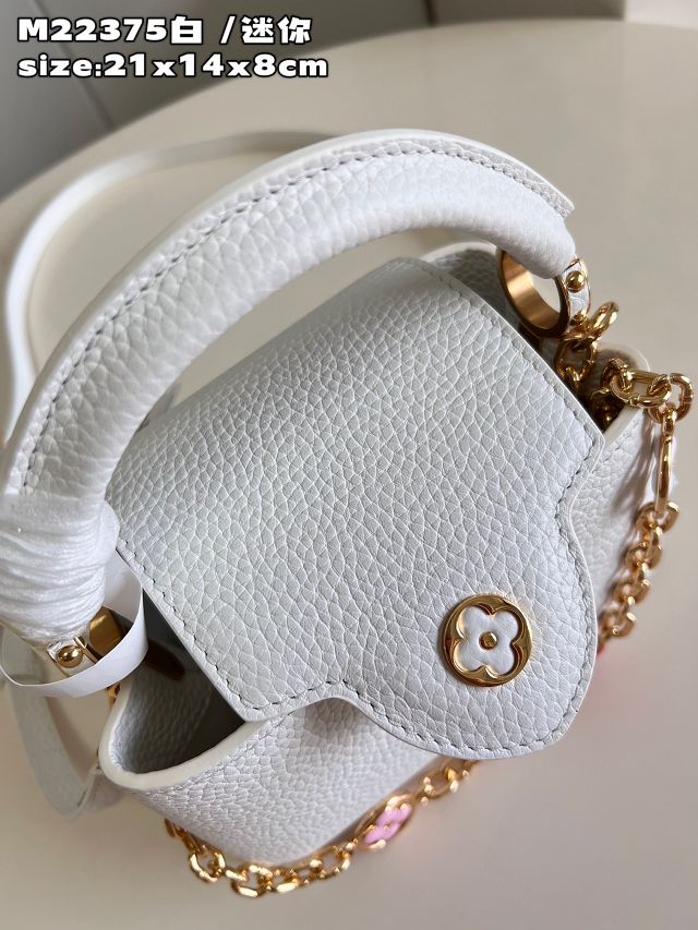 Louis vuitton original calfskin capucines mini handbag M22375 white