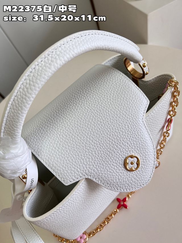 Louis vuitton original calfskin capucines MM handbag M22512 white