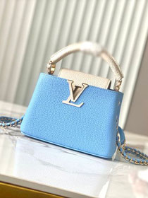 Louis vuitton original calfskin capucines mini handbag M22606 sky blue