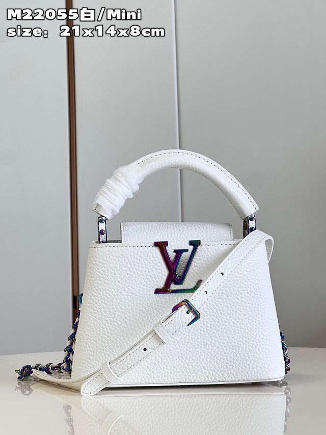 Louis vuitton original calfskin capucines mini handbag M22606 white