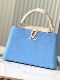 Louis vuitton original calfskin capucines mm handbag M59516 sky blue