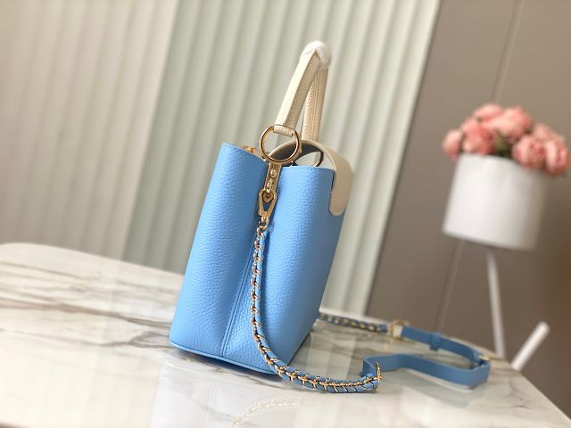 Louis vuitton original calfskin capucines mm handbag M59516 sky blue