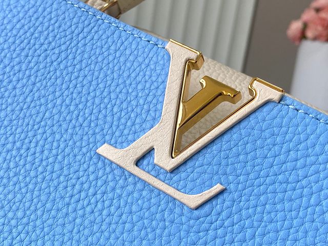 Louis vuitton original calfskin capucines mm handbag M59516 sky blue