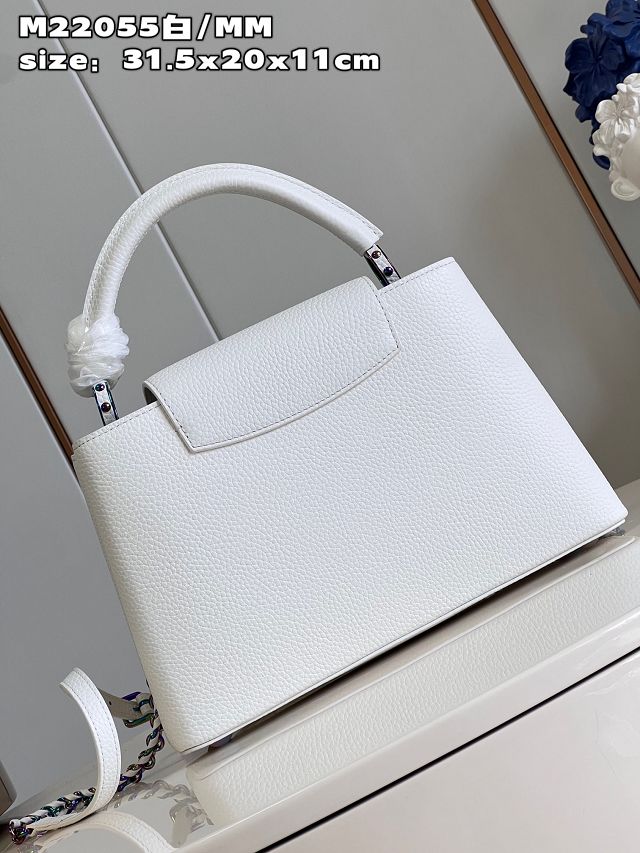 Louis vuitton original calfskin capucines mm handbag M59516 white