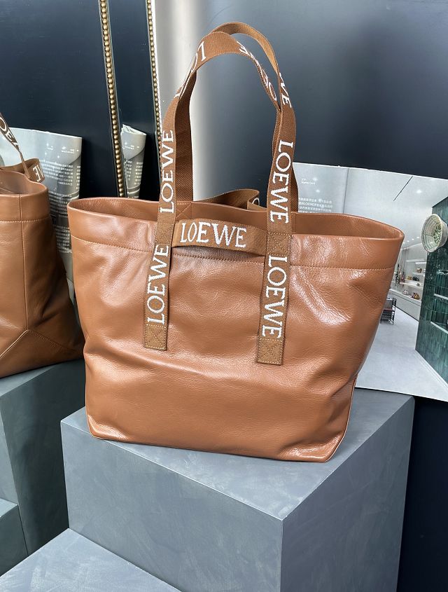 Loewe original calfskin fold shopper bag B507X23 brown