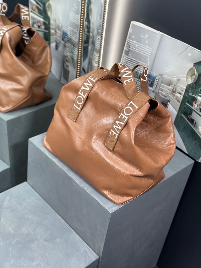 Loewe original calfskin fold shopper bag B507X23 brown