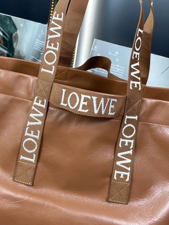 Loewe original calfskin fold shopper bag B507X23 brown