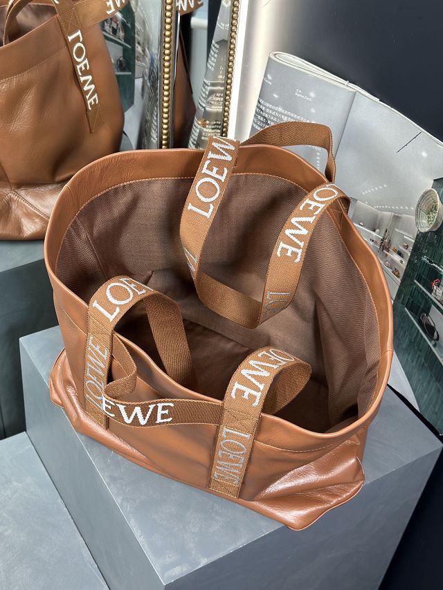 Loewe original calfskin fold shopper bag B507X23 brown