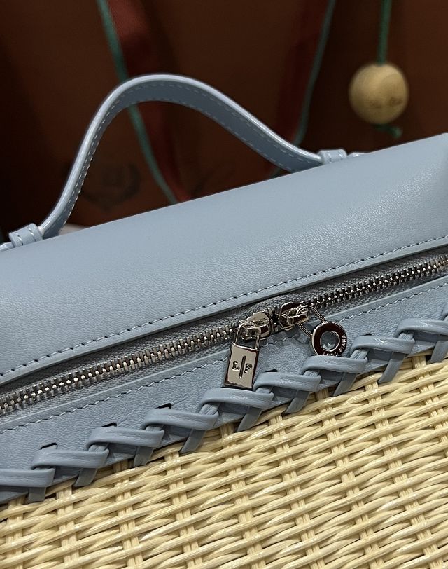 Loro Piana original wicker extra pocket pouch FAN4040 blue