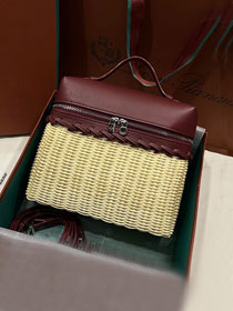 Loro Piana original wicker extra pocket pouch FAN4040 bordeaux