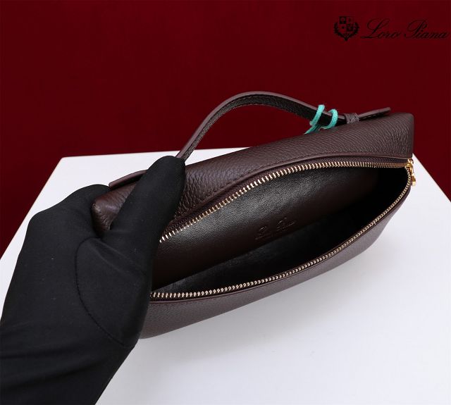 Loro Piana original calfskin extra pocket pouch L19 FAN4045 dark coffee