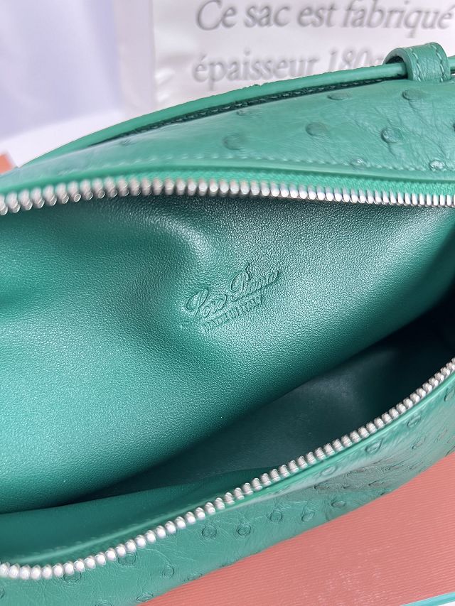 Loro Piana original ostrich leather extra pocket pouch FAN4199 green