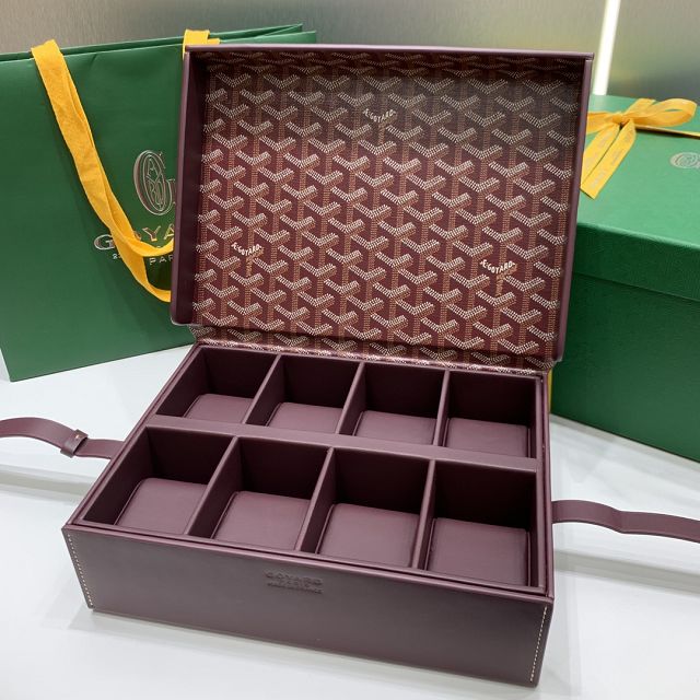 Goyard original canvas 8 watch case GY0035 burgundy