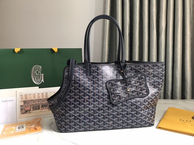 Goyard original canvas chien gris pet carrier bag GY0037 navy blue