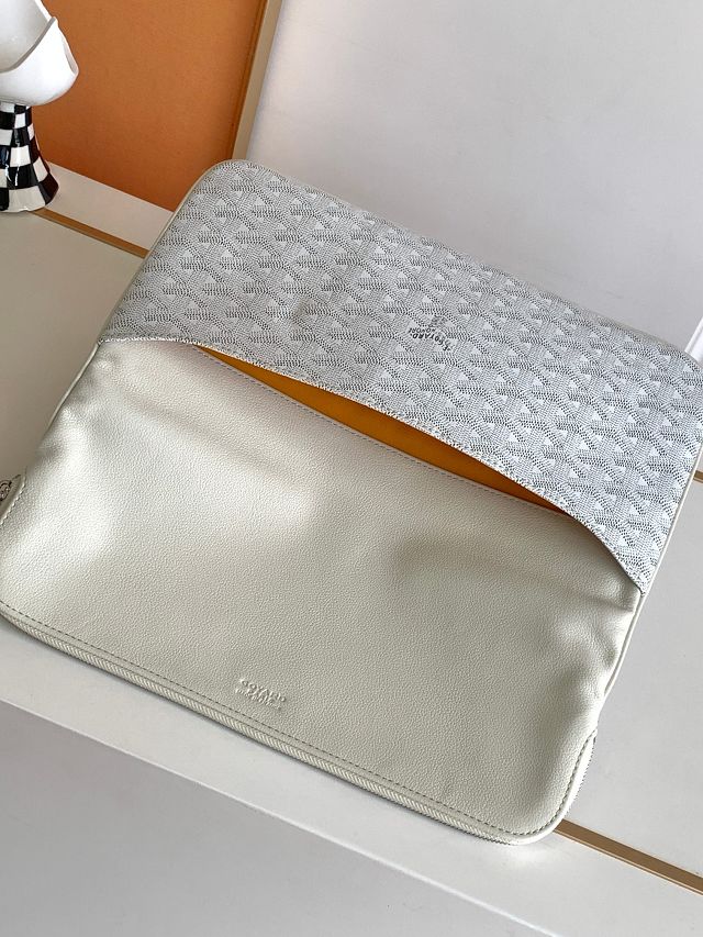 Goyard original calfskin&canvas sainte marie MM clutch GY0020 white