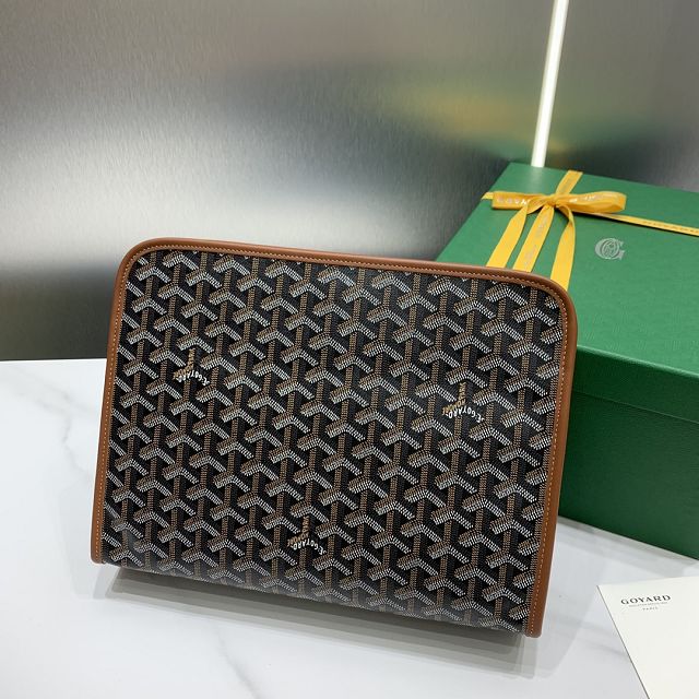 Goyard original canvas large clutch GY0063 black&brown