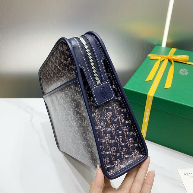 Goyard original canvas large clutch GY0063 navy blue