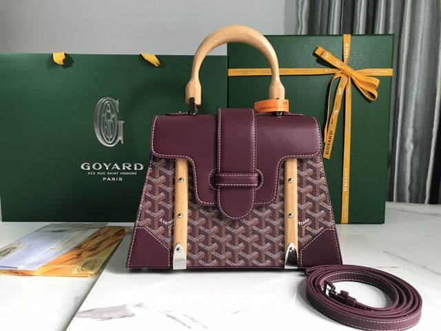 Goyard original canvas saigon structure PM bag GY0075 burgundy