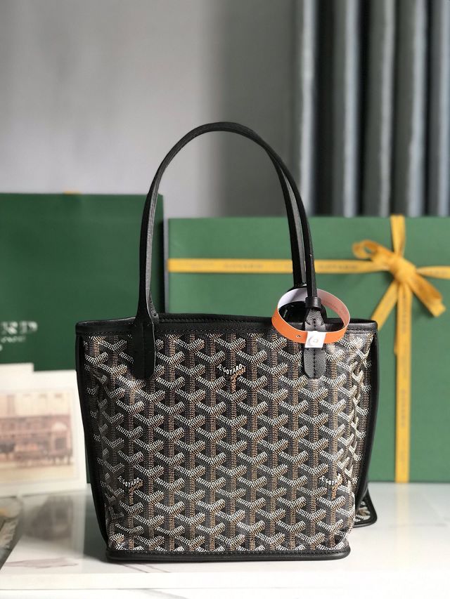 Goyard original calfskin&canvas reversible anjou mini bag GY0084 black