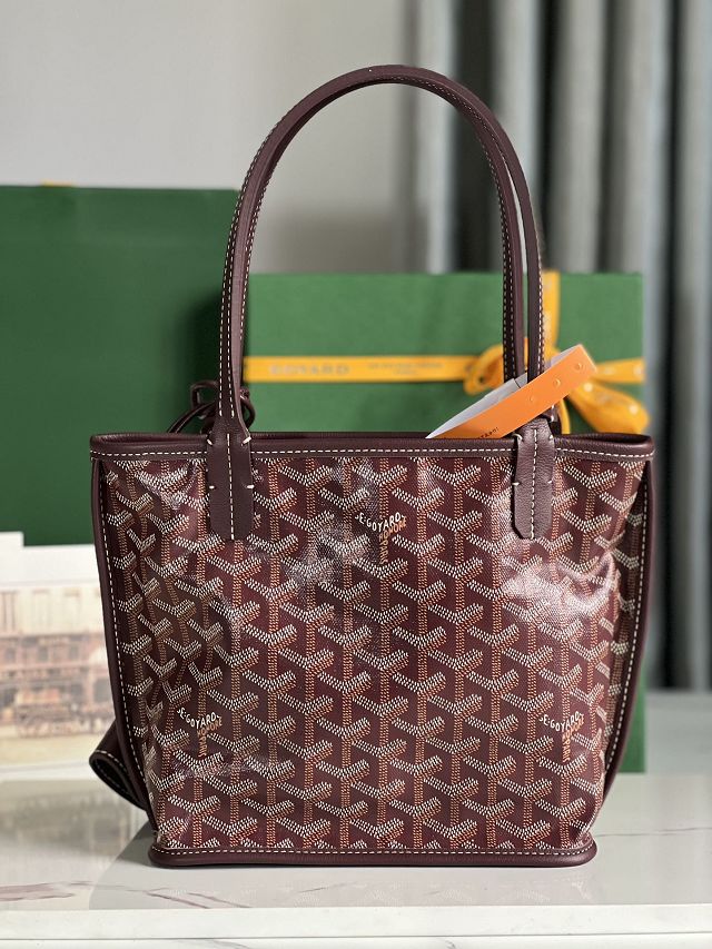 Goyard original calfskin&canvas reversible anjou mini bag GY0084 burgundy