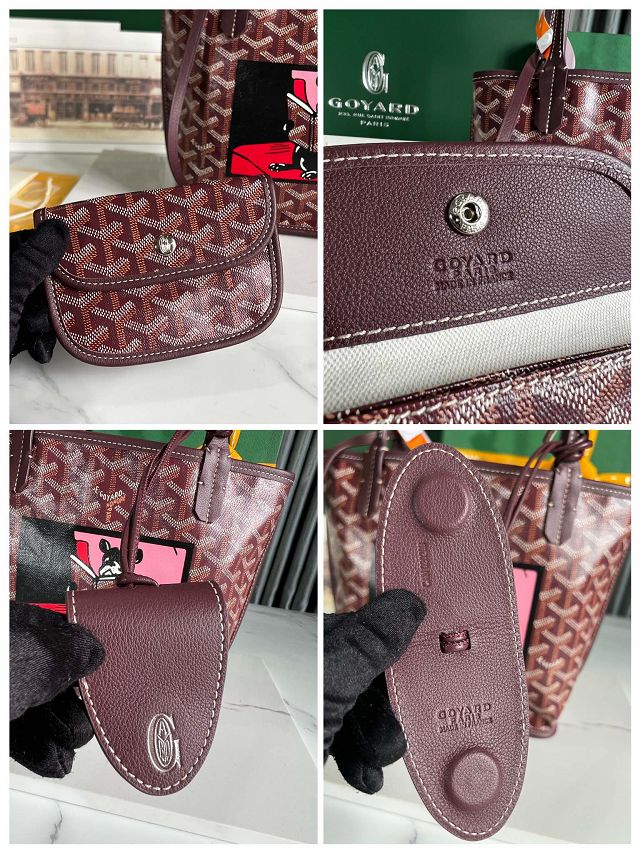 Goyard original calfskin&canvas reversible anjou mini bag GY0084 burgundy