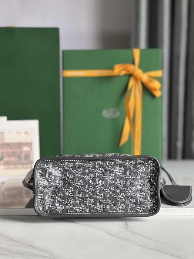 Goyard original calfskin&canvas reversible anjou mini bag GY0084 grey