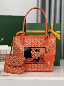 Goyard original calfskin&canvas reversible anjou mini bag GY0084 orange