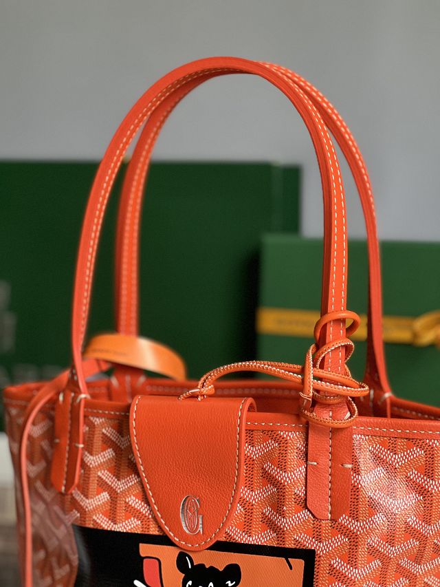 Goyard original calfskin&canvas reversible anjou mini bag GY0084 orange