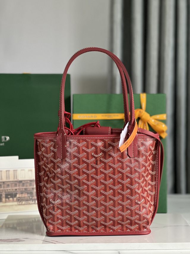 Goyard original calfskin&canvas reversible anjou mini bag GY0084 red