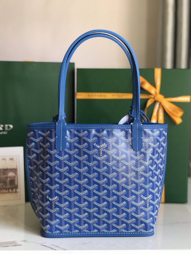 Goyard original calfskin&canvas reversible anjou mini bag GY0086 blue