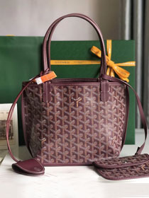 Goyard original calfskin&canvas reversible anjou mini bag GY0086 burgundy