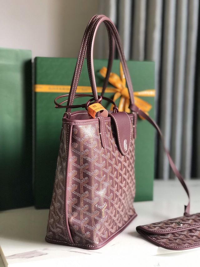 Goyard original calfskin&canvas reversible anjou mini bag GY0086 burgundy