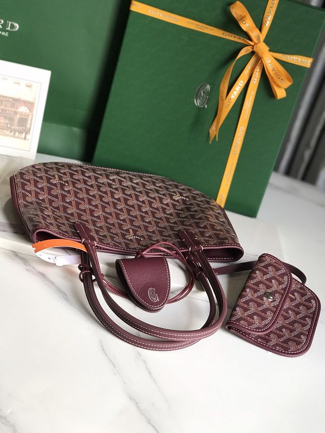 Goyard original calfskin&canvas reversible anjou mini bag GY0086 burgundy