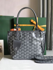 Goyard original calfskin&canvas reversible anjou mini bag GY0086 grey