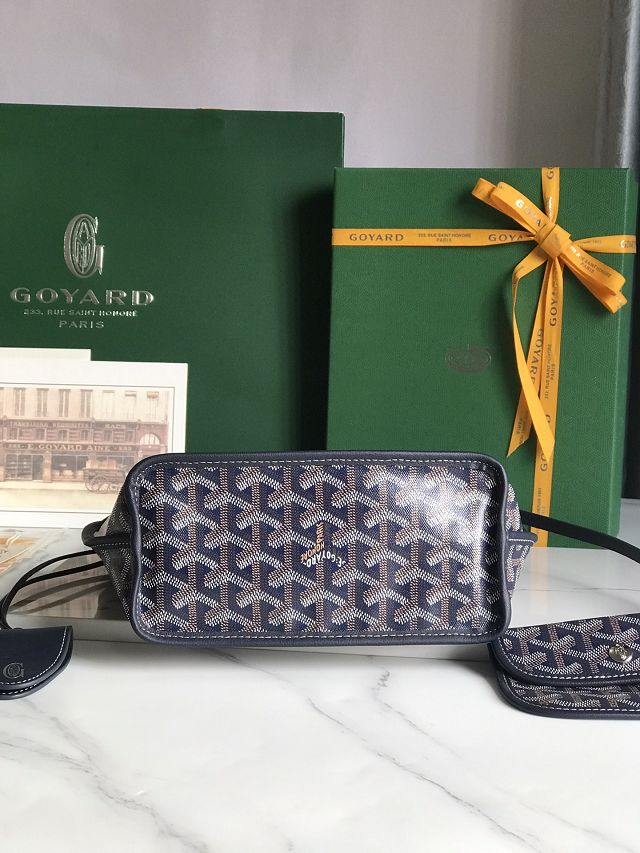 Goyard original calfskin&canvas reversible anjou mini bag GY0086 navy blue