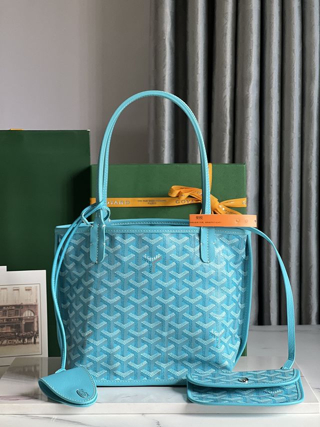 Goyard original calfskin&canvas reversible anjou mini bag GY0086 sky blue