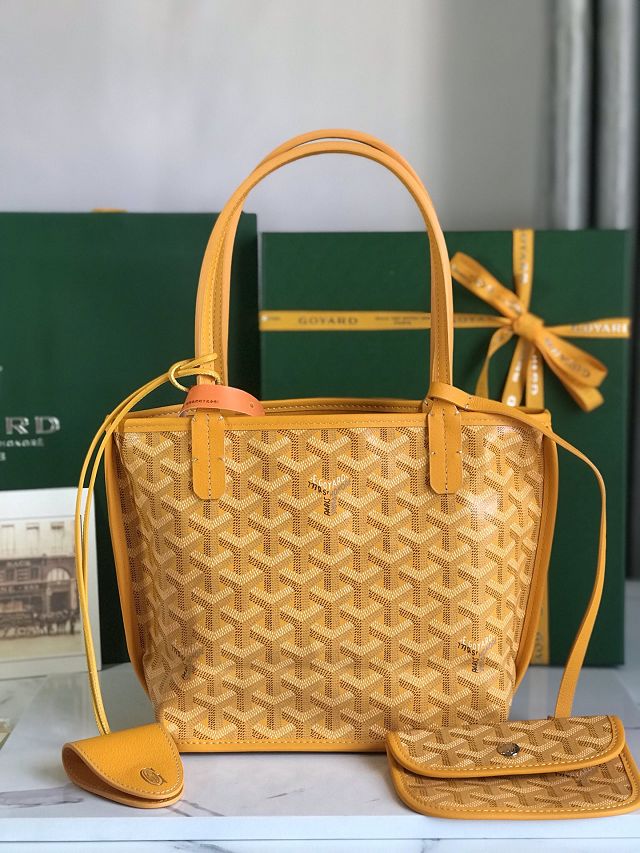 Goyard original calfskin&canvas reversible anjou mini bag GY0086 yellow