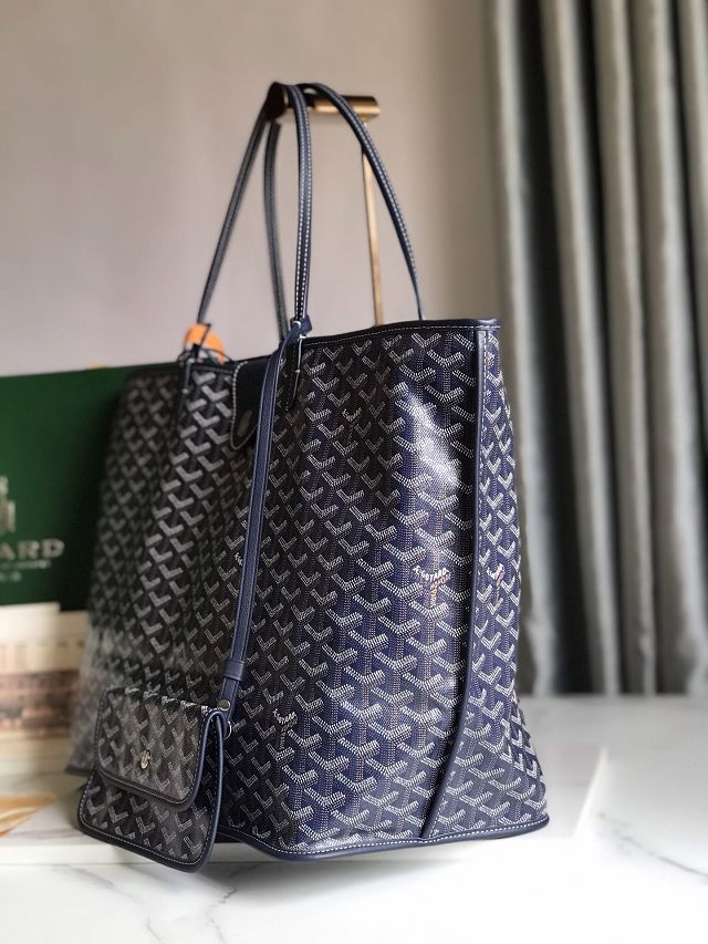 Goyard original calfskin&canvas reversible anjou GM bag GY0088 navy blue