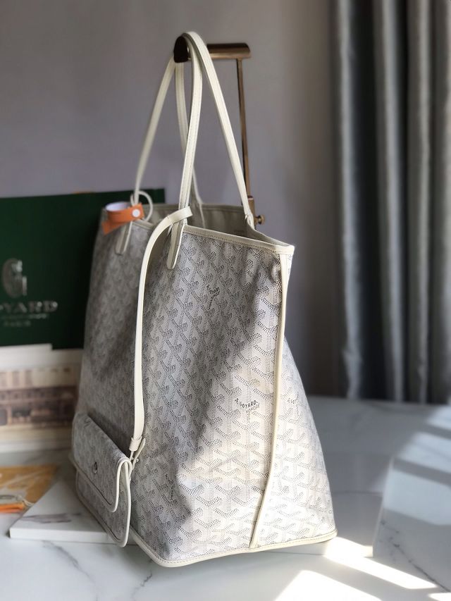 Goyard original calfskin&canvas reversible anjou GM bag GY0088 white	