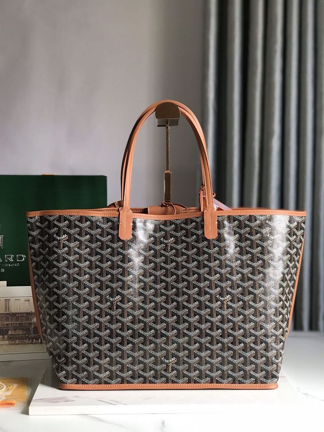 Goyard original calfskin&canvas reversible anjou PM bag GY0087 black&brown