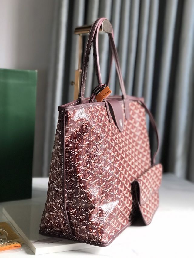 Goyard original calfskin&canvas reversible anjou PM bag GY0087 burgundy