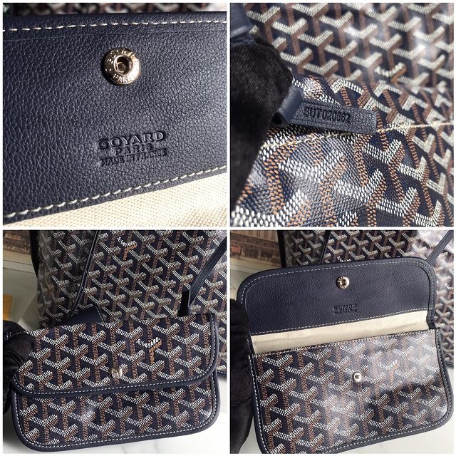 Goyard original calfskin&canvas reversible anjou PM bag GY0087 navy blue