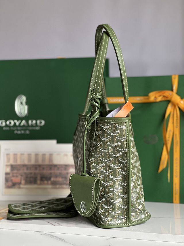 Goyard original calfskin&canvas reversible anjou mini bag GY0086 khaki