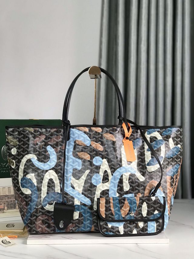 Goyard original canvas saint louis GM bag GY0090 black&blue