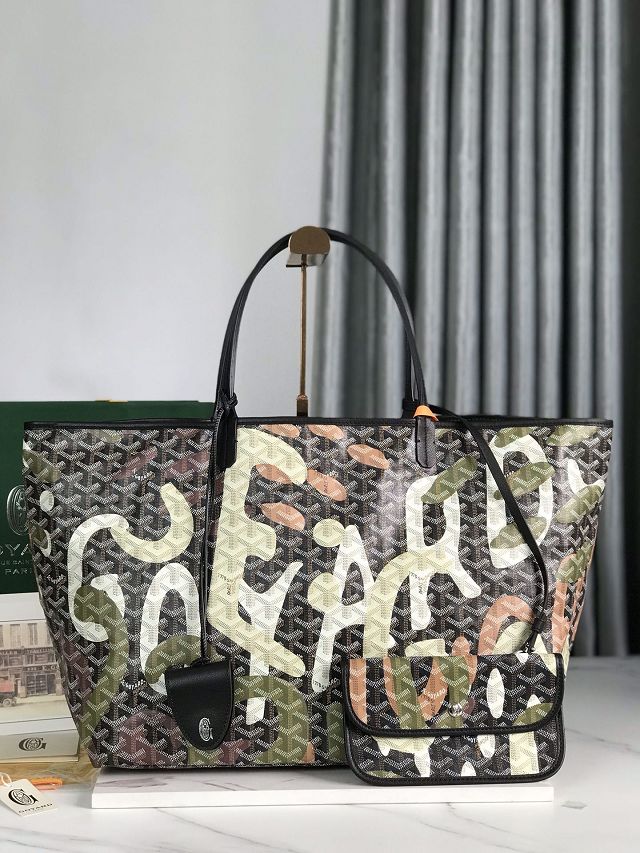 Goyard original canvas saint louis GM bag GY0090 black&green