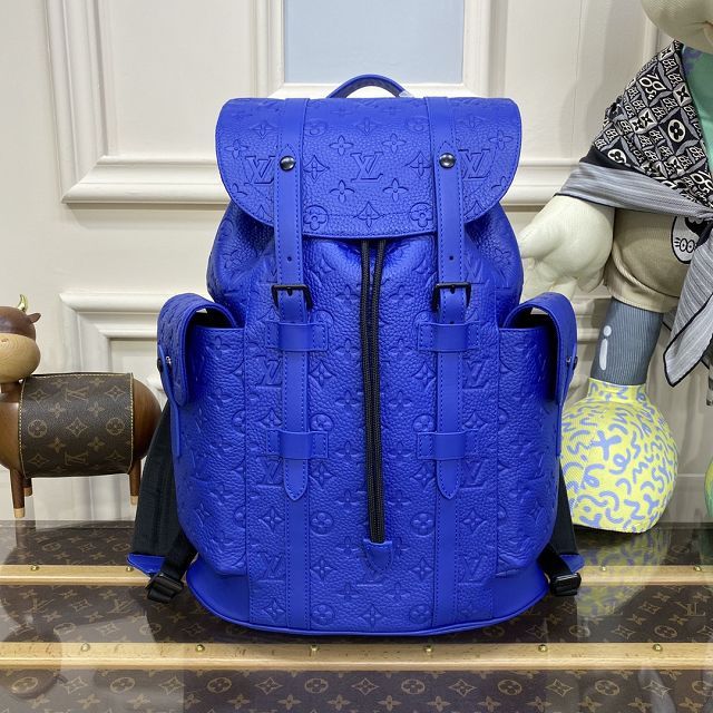 Louis vuitton original calfskin christopher backpack MM M23189 blue