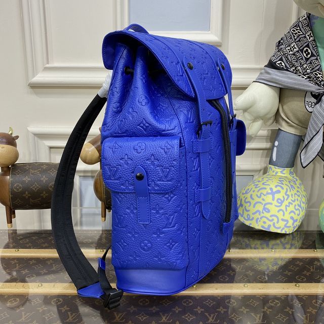 Louis vuitton original calfskin christopher backpack MM M23189 blue