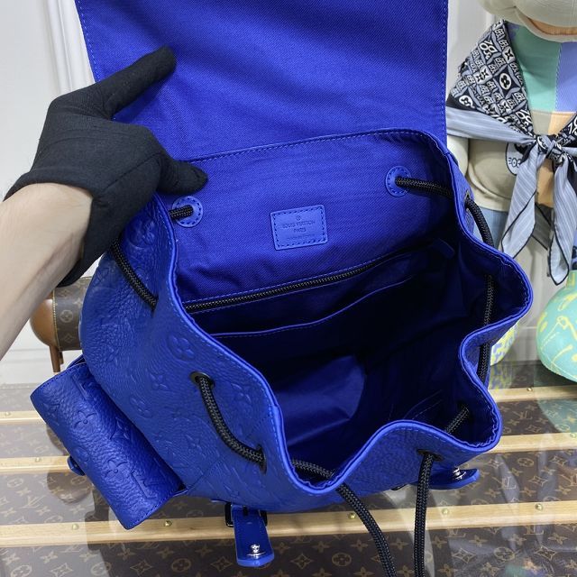 Louis vuitton original calfskin christopher backpack MM M23189 blue